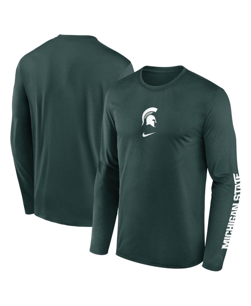 Men's Green Michigan State Spartans Primetime Center Lockup Two-Hit Legend Long Sleeve T-Shirt