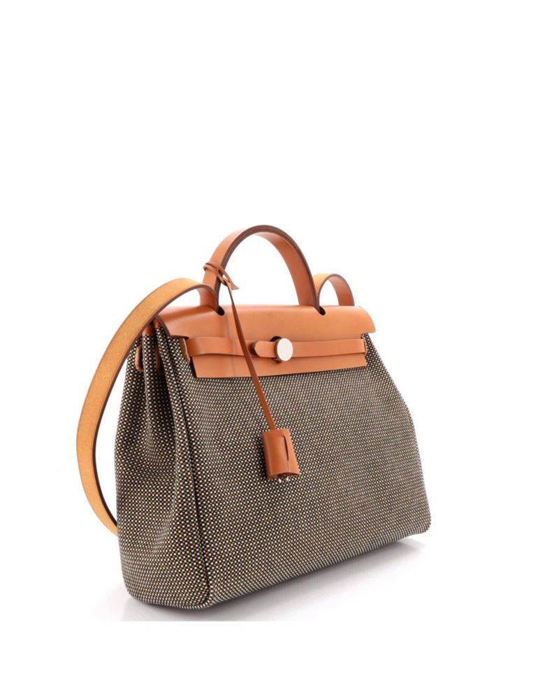 Pre-Owned Hermes 31 Herbag Zip Criss Viking Toile and Leather