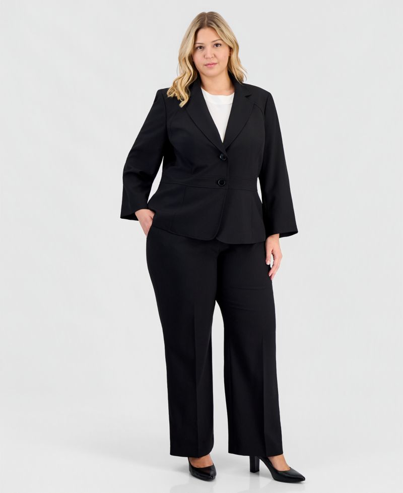 Plus Size Two-Button Waist-Inset 2 Piece Pantsuit