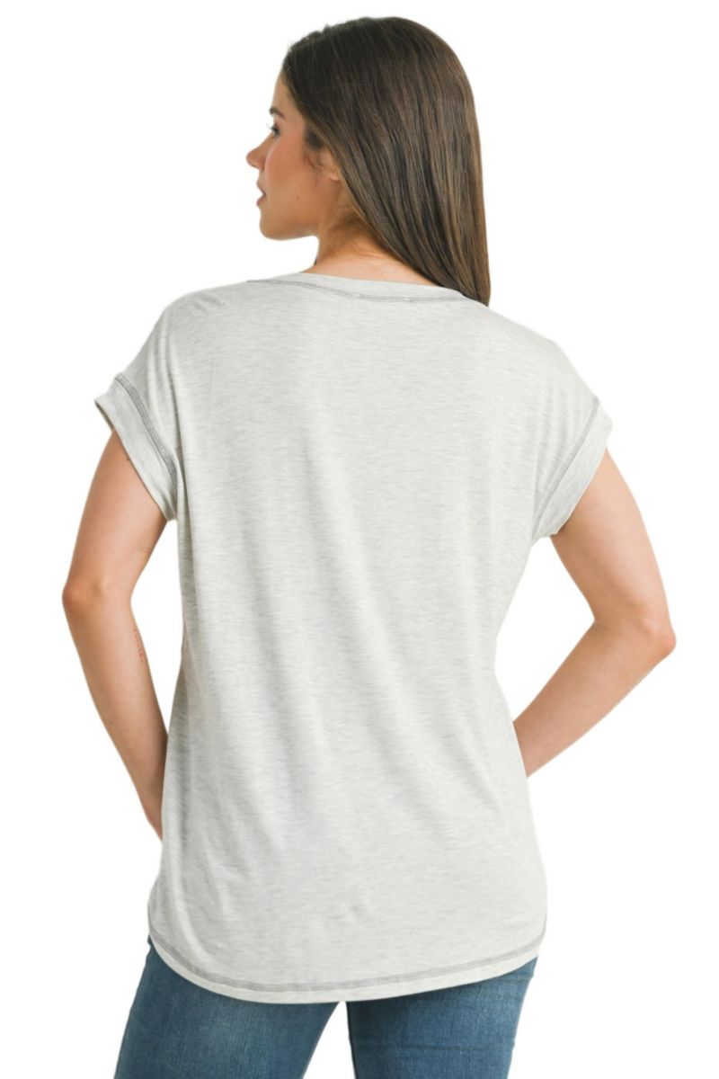 Maternity T-Shirt Relaxed Fit Short Sleeve Layered Nursing-Friendly