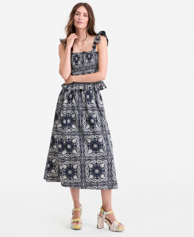 Women's Bandana Cotton Pull-On Midi Skirt