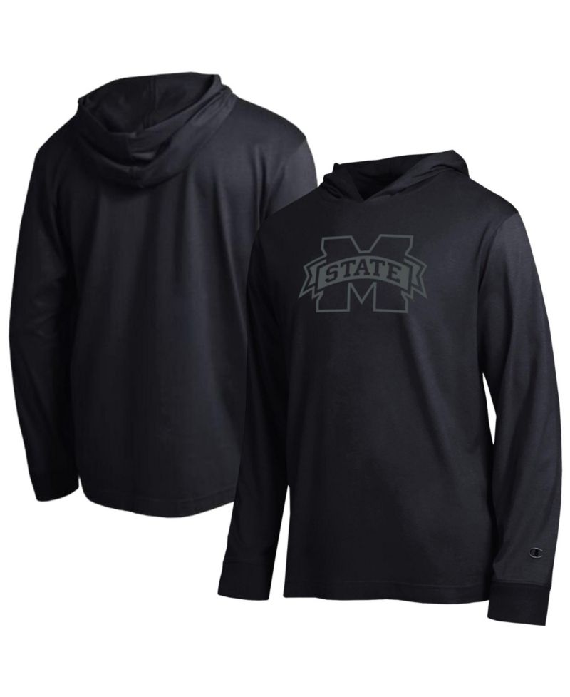 Men's Black Mississippi State Bulldogs Tonal All-Star Long Sleeve Hooded T-Shirt