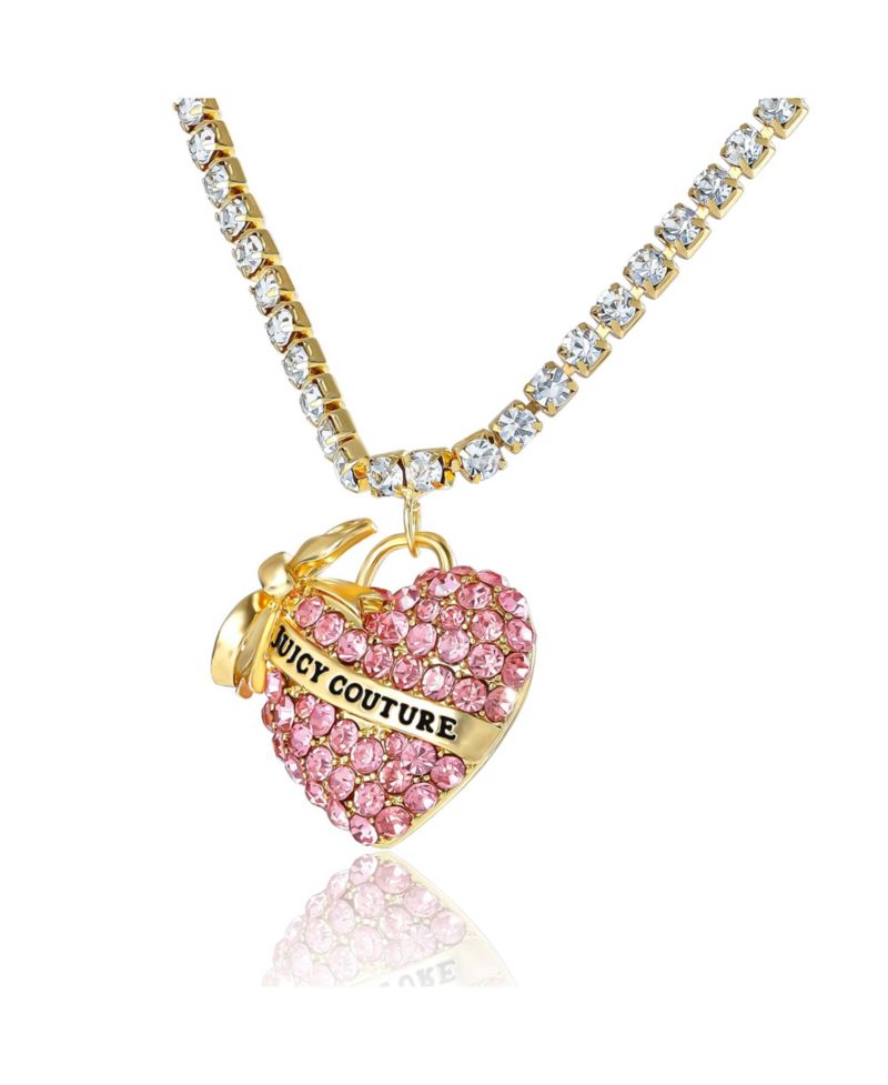 PavÃ© Heart Pendant Necklace, Gold&acirc;€‘Tone