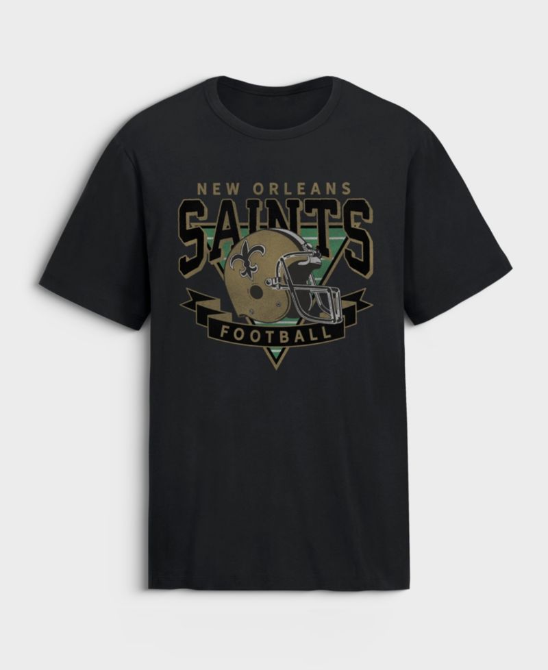Men's Black New Orleans Saints Old Fashion Rushing Legacy Cotton T-Shirt