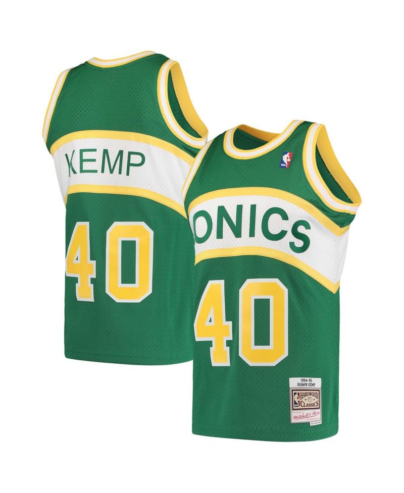 Men's Shawn Kemp Green Seattle SuperSonics 1994/95 Hardwood Classics Swingman Jersey