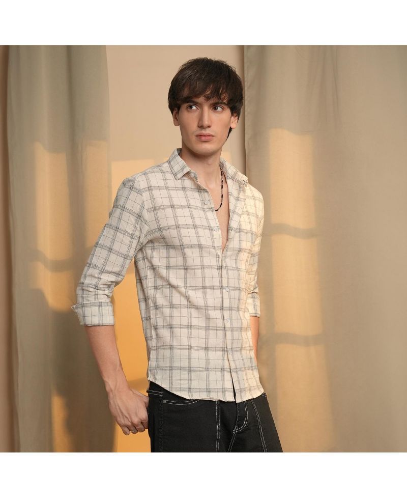 Men's Off-White Tartan Plaid Shirt