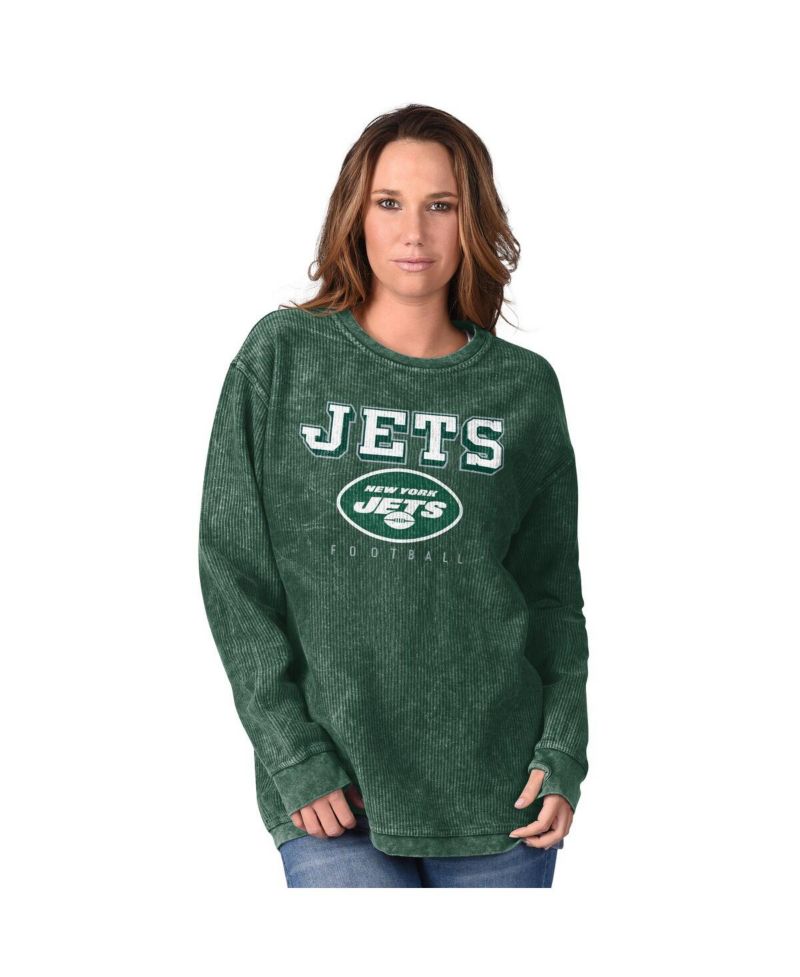 Women's Green New York Jets Comfy Cord Pullover Sweatshirt