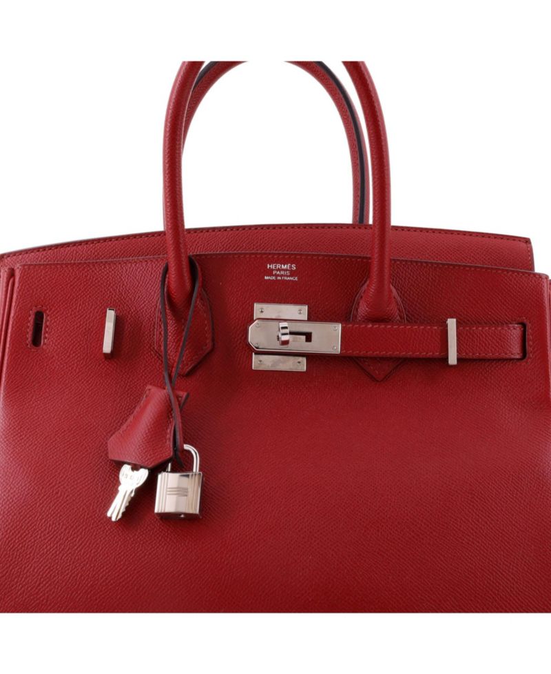 Birkin 30 Handbag Red Epsom with Palladium Hardware
