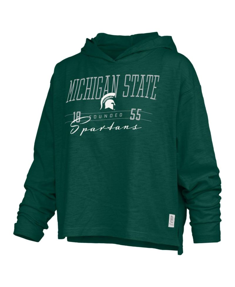 Women's Michigan State Spartans Castillo Hooded Oversized Slub Long-Sleeve T-Shirt