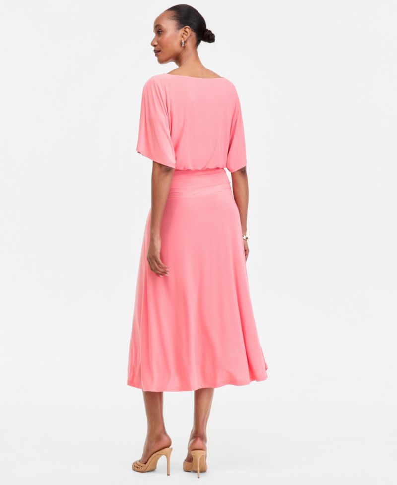 Women's Elbow-Sleeve Knit Midi Dress
