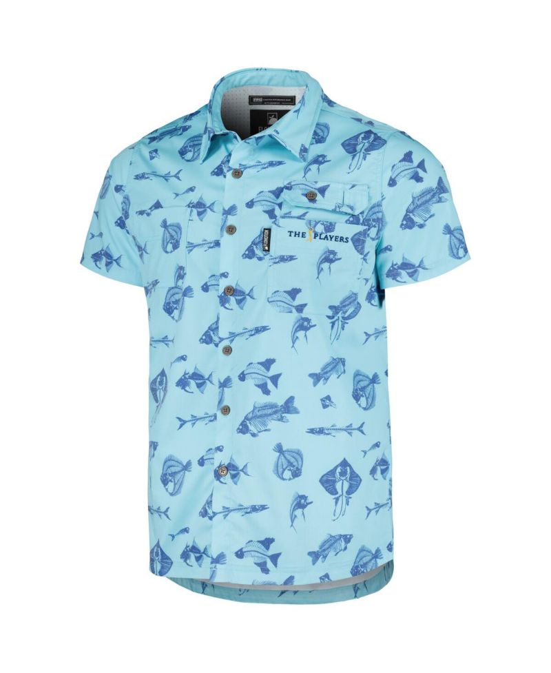 Men's Blue THE PLAYERS Fishing Tri-Blend Button-Up Shirt