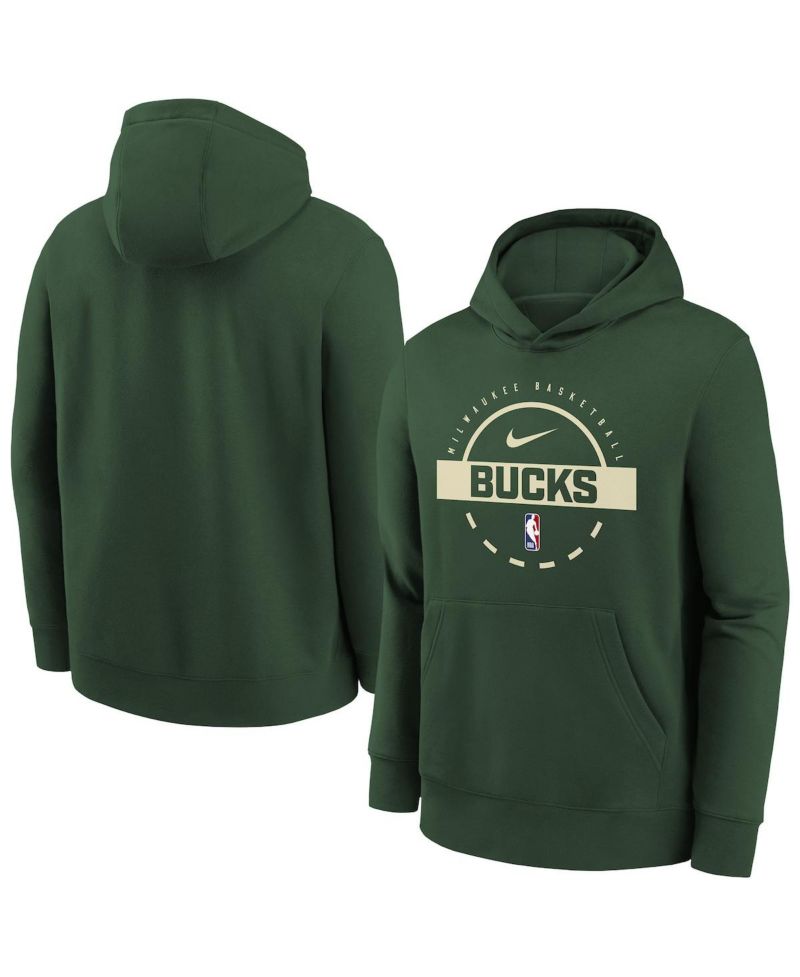 Big Boys and Girls Hunter Green Milwaukee Bucks 2025/26 Club Fleece Practice Hoodie