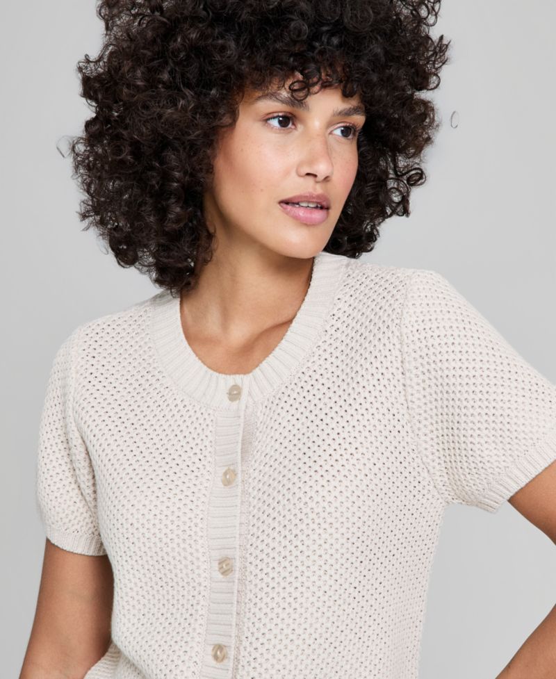 And Now This Women's Crewneck Button-Front Cardigan