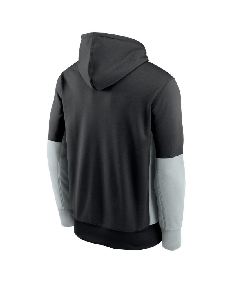 Men's Black Las Vegas Raiders Color Block Fleece Performance Pullover Hoodie