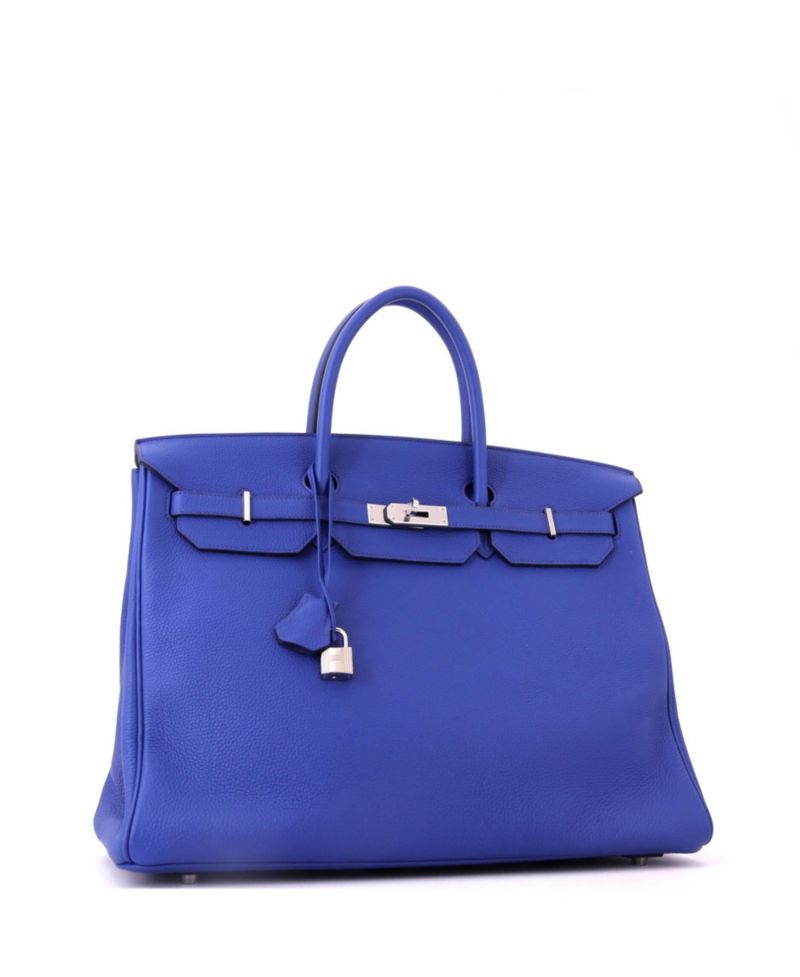 Pre-Owned Hermes Birkin 40 Handbag Blue Togo with Palladium Hardware