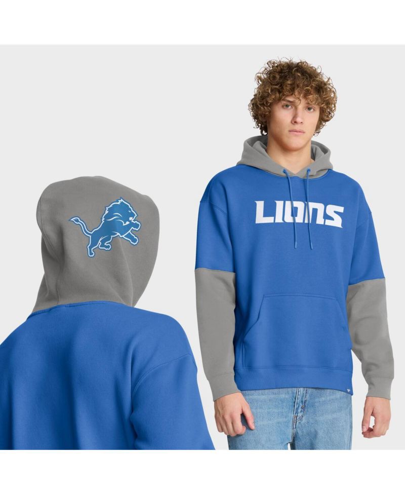 Men's Blue Detroit Lions Helmet Pullover Hoodie