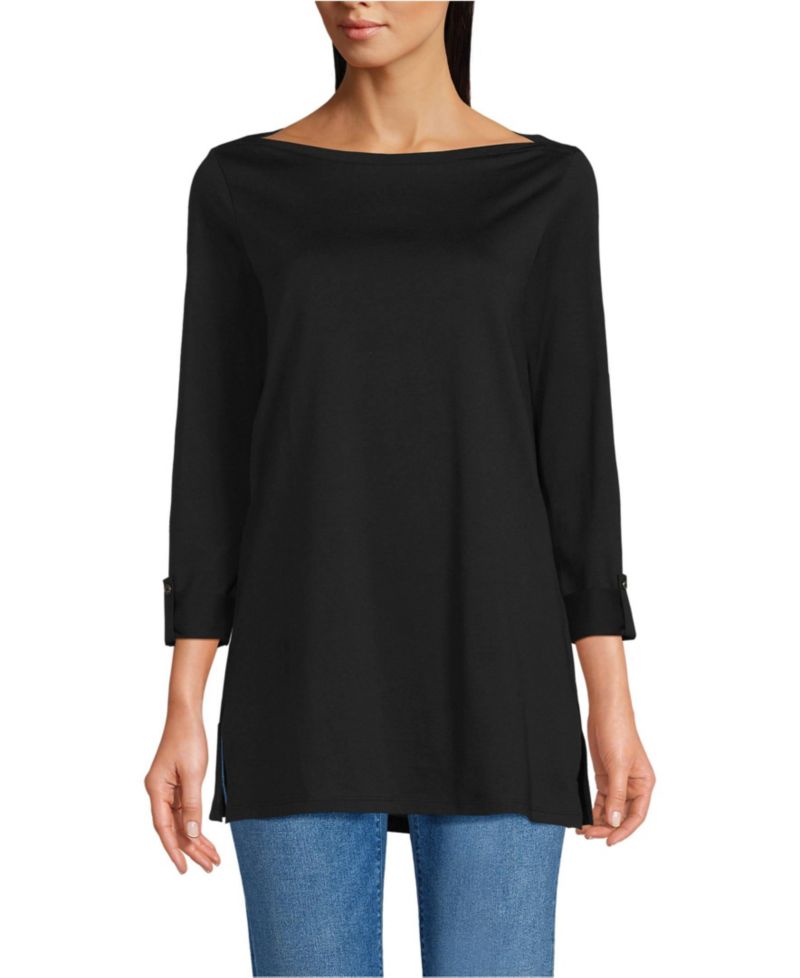 Women's Supima Cotton Adjustable 3/4 Sleeve Boatneck Tunic
