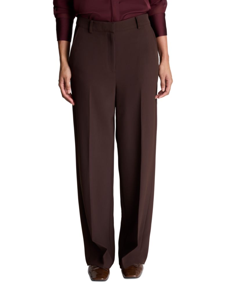 Women's Fly Front High Rise Slash Pocket Wide Leg