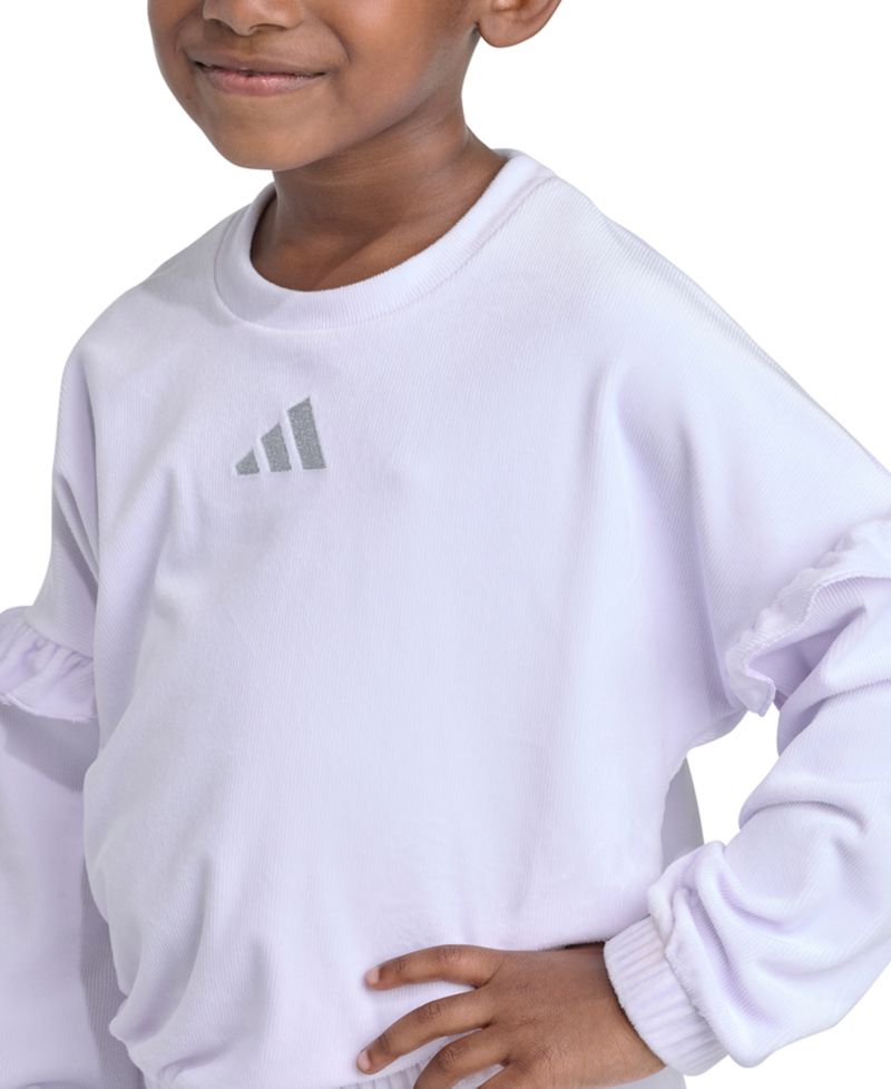 Girls' 2T-6X Velour Crewneck Pullover and Flare-Leg Pants, 2-Piece Set
