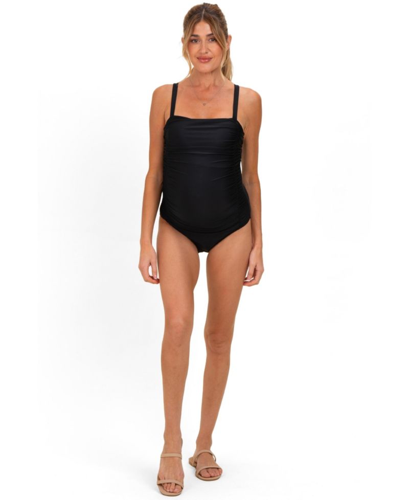Women's Teal Ruched Square Neck One Piece Swimsuit