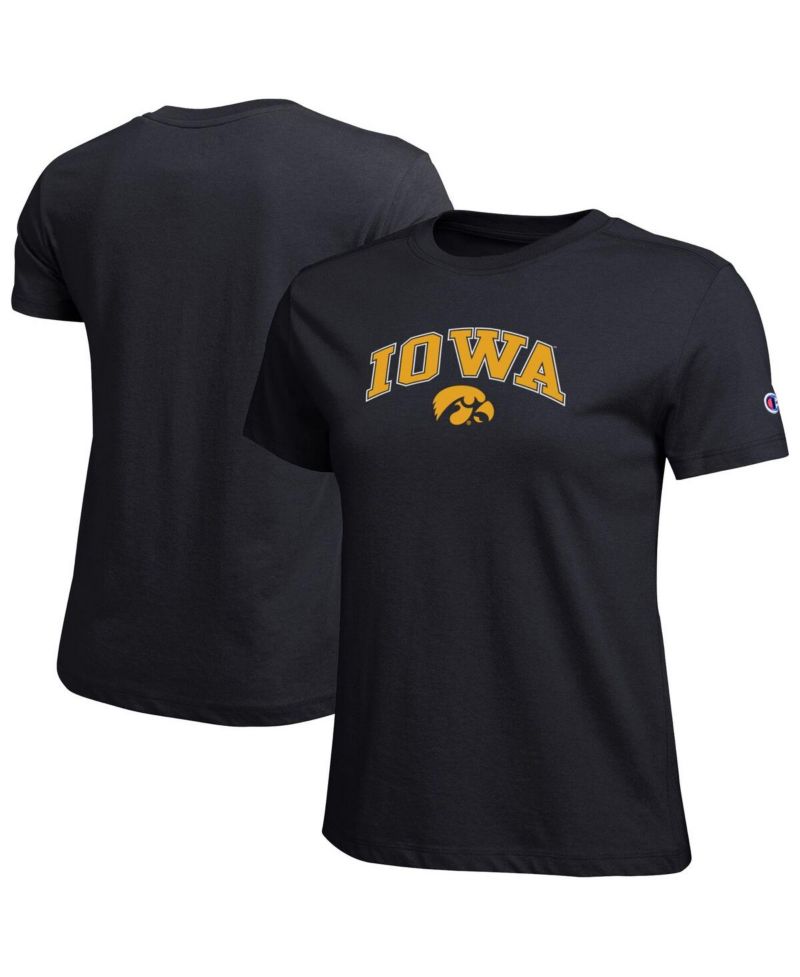 Women's Black Iowa Hawkeyes Arched Over Logo T-Shirt