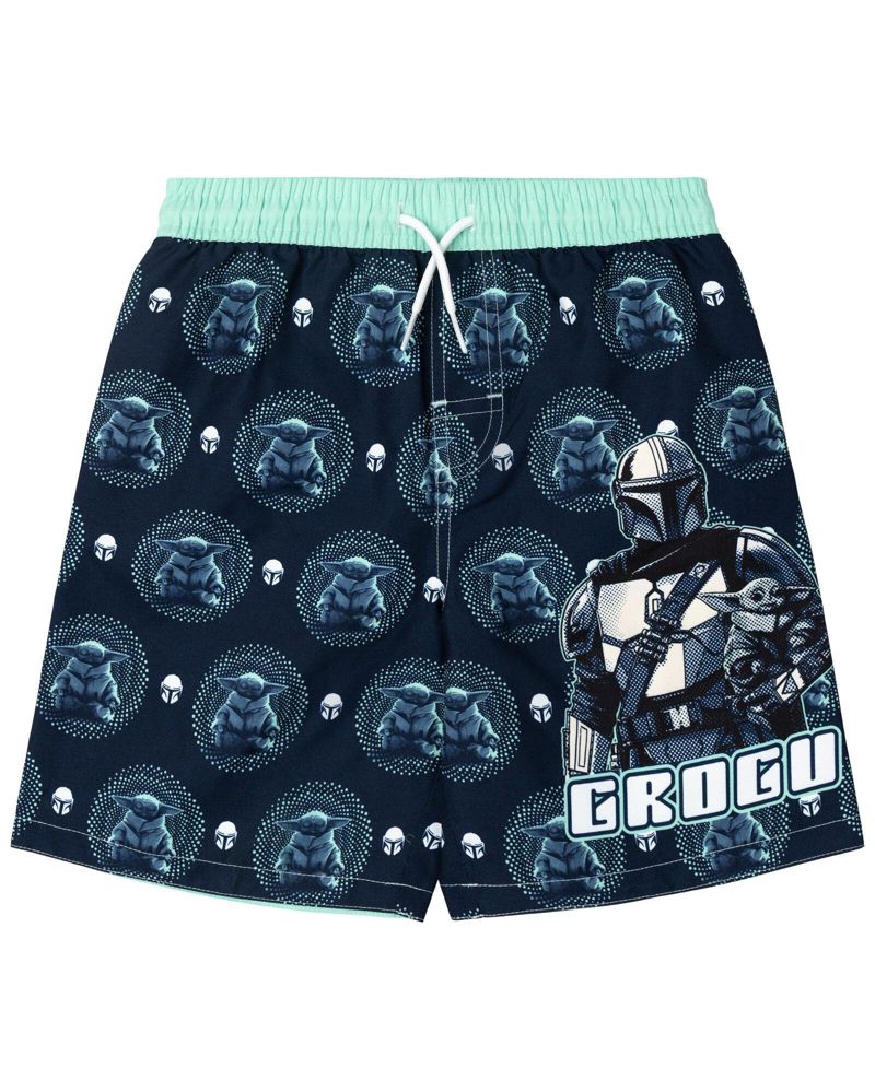 Boys' 4-20 Grogu Short-Sleeve Rash Guard and Swim Trunks, 2-Piece Set