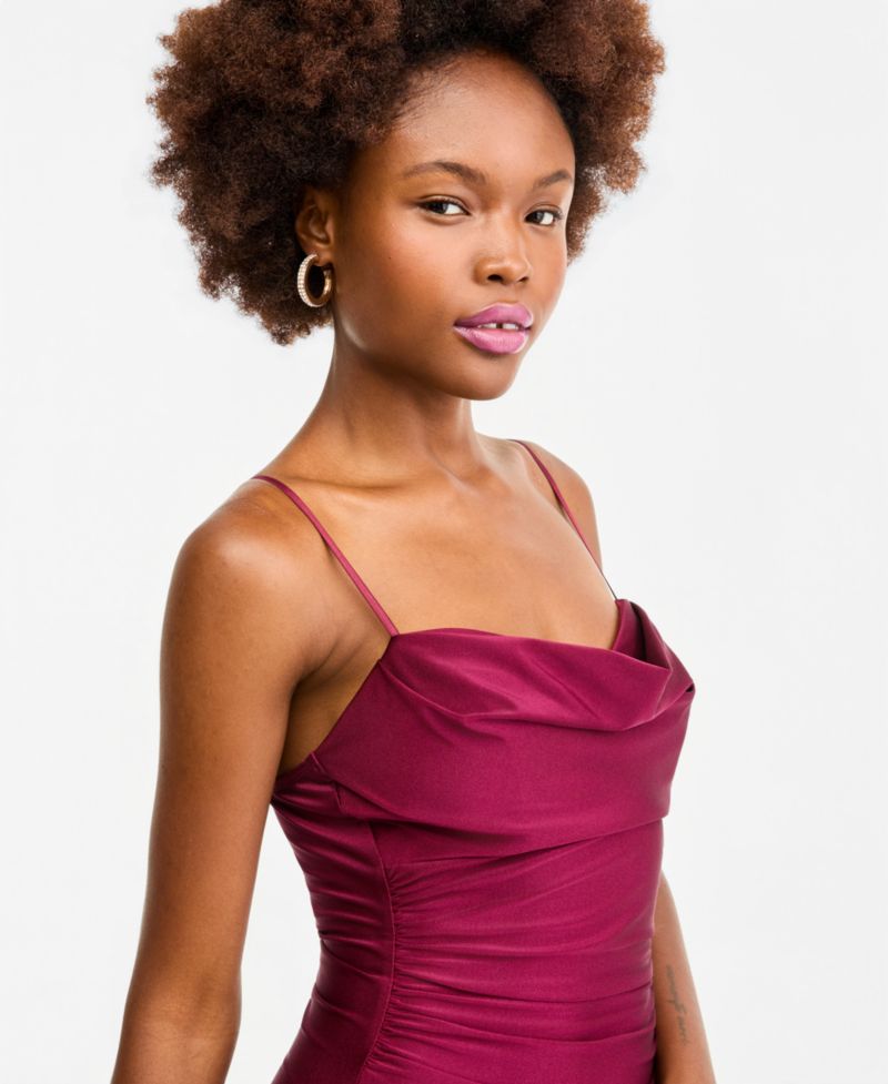 Juniors' Cowl Neck Gown