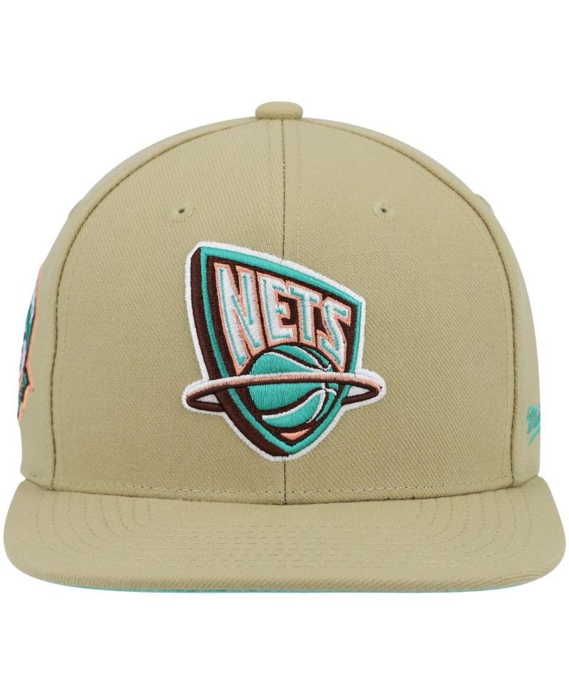 Men's Khaki New Jersey Nets 35th Anniversary Hardwood Classics Malibu Sunrise Fitted Hat
