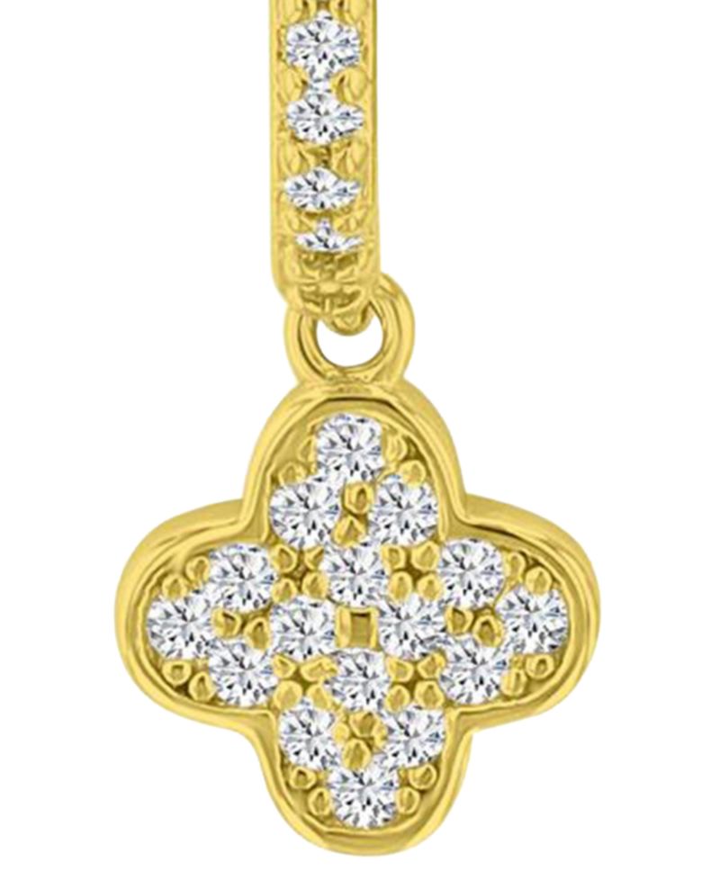 14k Gold-Plated Clover Drop J Hoop Earrings