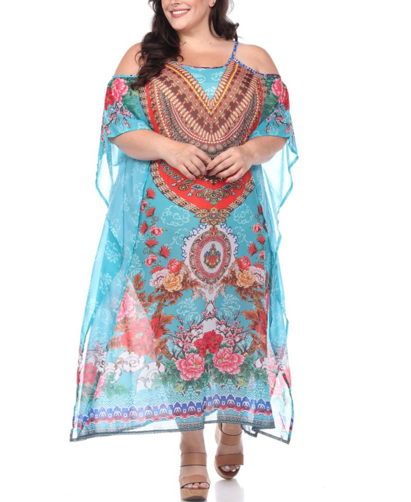 Plus Size Sheer Maxi Caftan