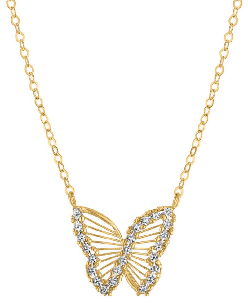 Butterfly Necklace in 10k Two-Tone Gold