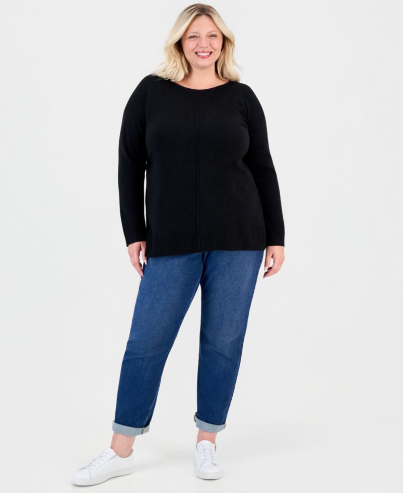 Plus Luxsoft Seamfront Boatneck Tunic Sweater