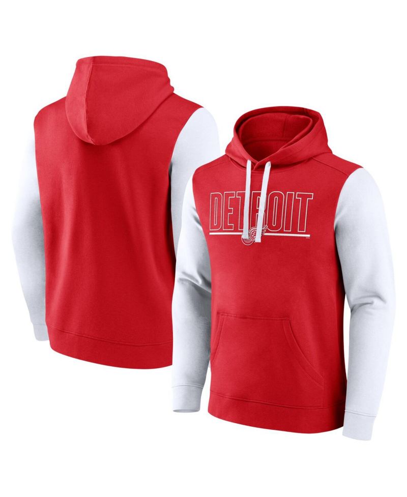 Men's Red Detroit Red Wings Deliver Fleece Pullover Hoodie