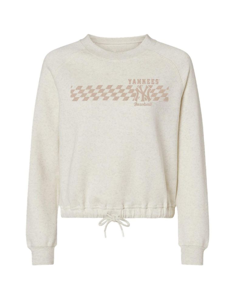 Women's Natural New York Yankees Tonal Checkered Sweatshirt