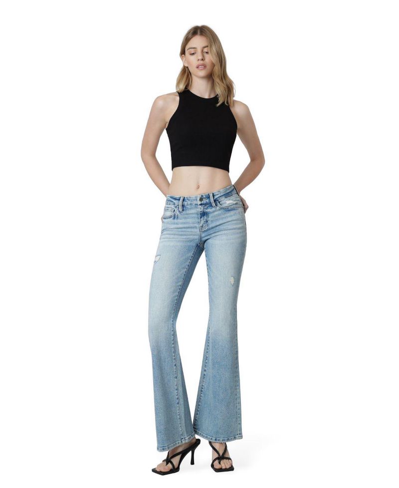 Women's Low Rise Seamless Waistband Flare Jeans