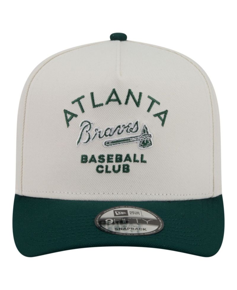 Men's Cream/Dark Green Atlanta Braves Chrome A-Frame 9FIFTY Snapback Hat