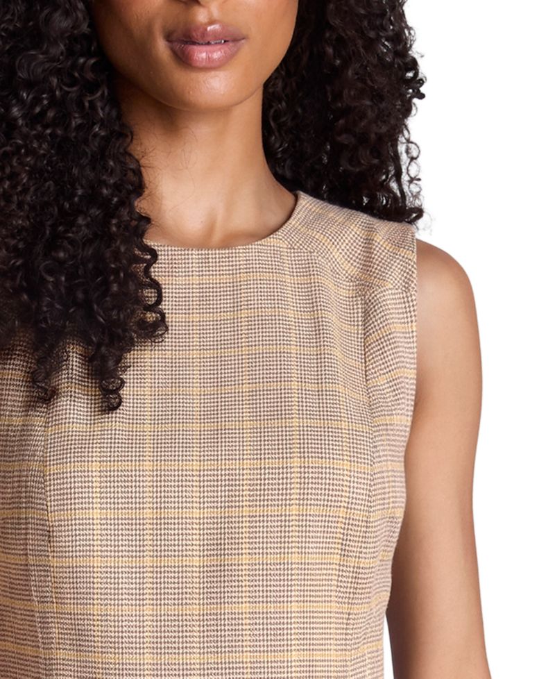 Women's Double-Belted Sleeveless Plaid Mini Dress