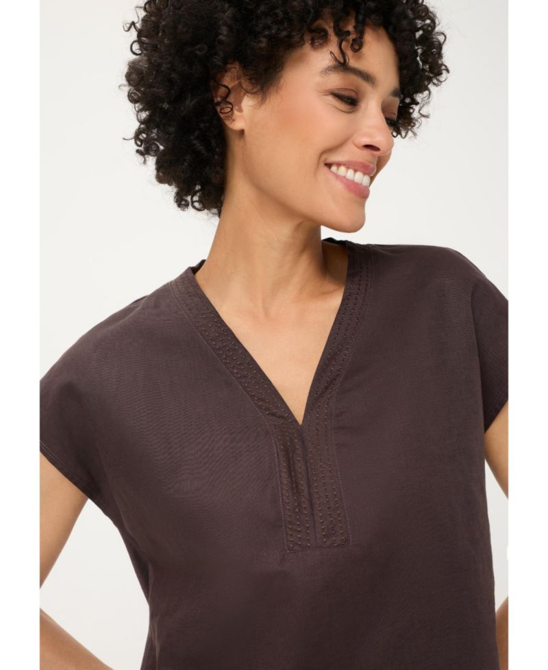 Women's Solid Mixed Media Tunic T-Shirt