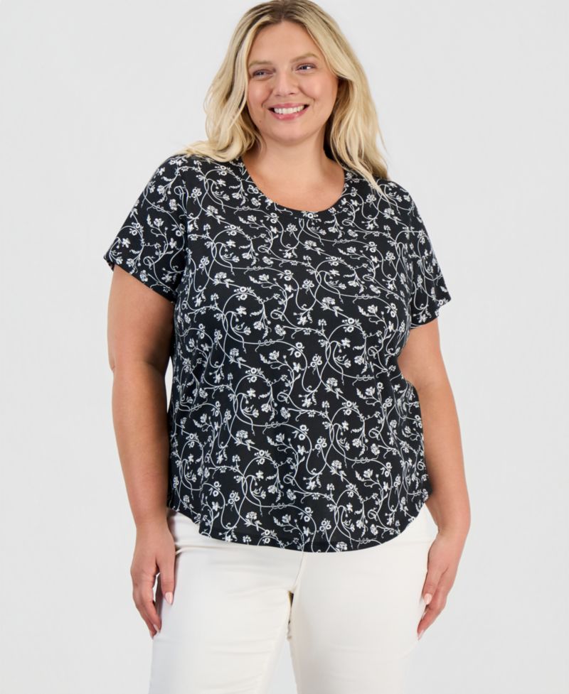 Petite Printed Short-Sleeve Crewneck Tee