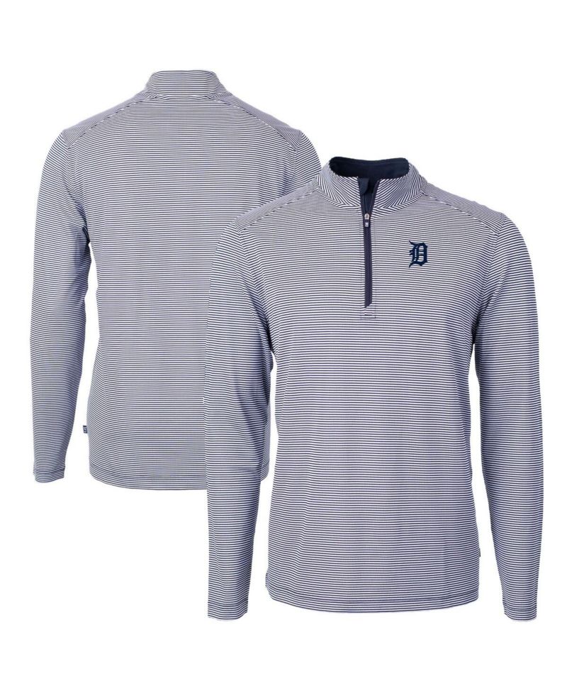Men's Navy/White Detroit Tigers Virtue Eco Pique Micro Stripe Big & Tall Quarter-Zip