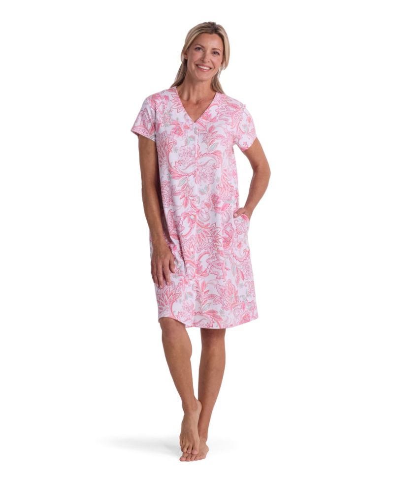 Women's Short-Sleeve Printed Short Grip Robe