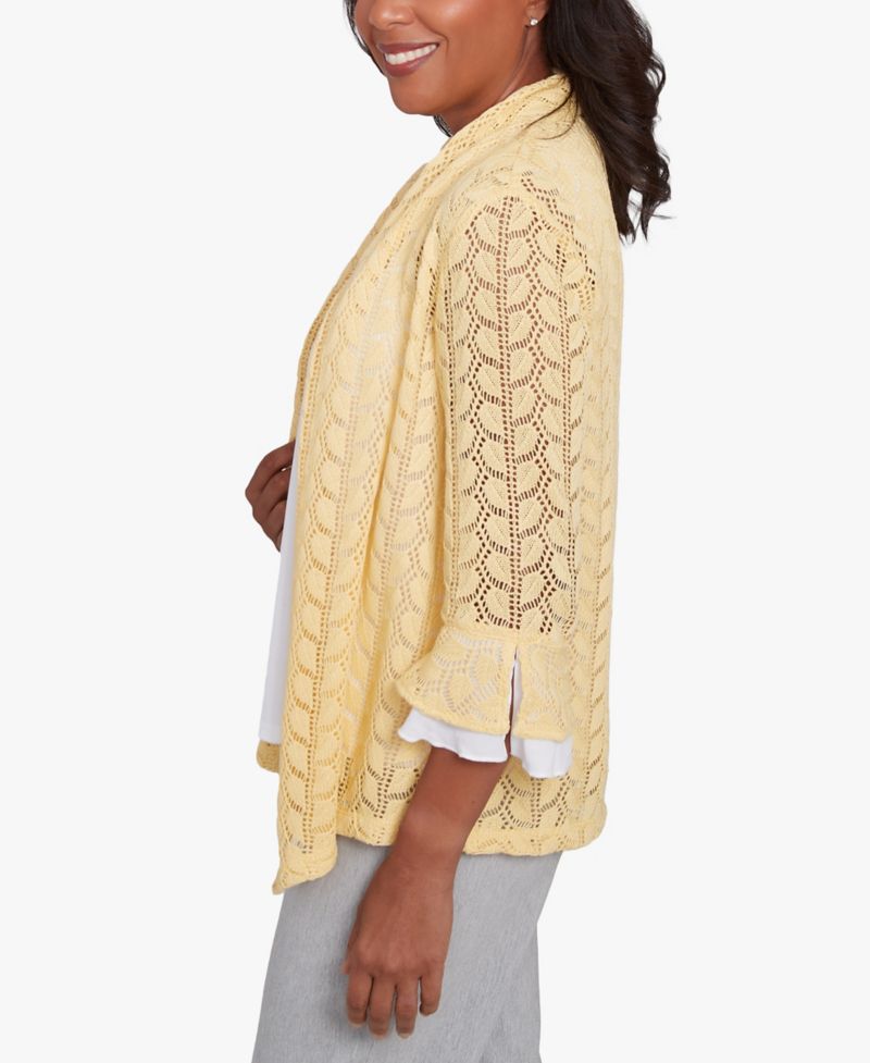 Women's Dress Code Two in One Pointelle Knit Top with Necklace