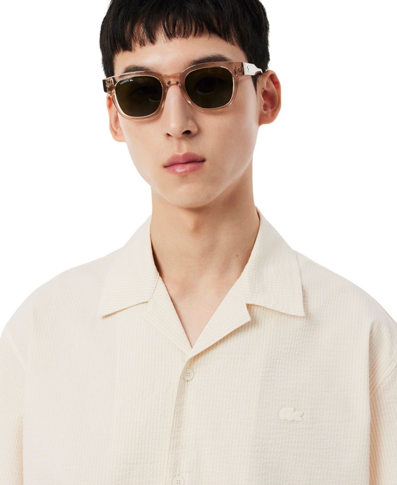 Men's Relaxed-Fit Seersucker Waffle Hawaii Collar Shirt