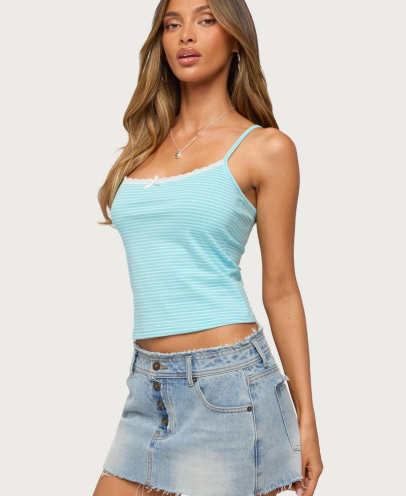 Women's Emmaline Lacey Cotton-Blend Striped Scoop Neck Tank Top