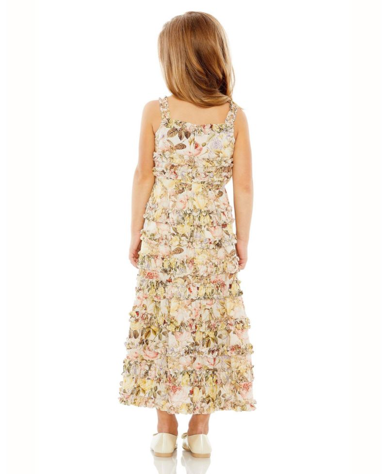 Big Girls Floral Print Ruffle Tiered Midi Dress