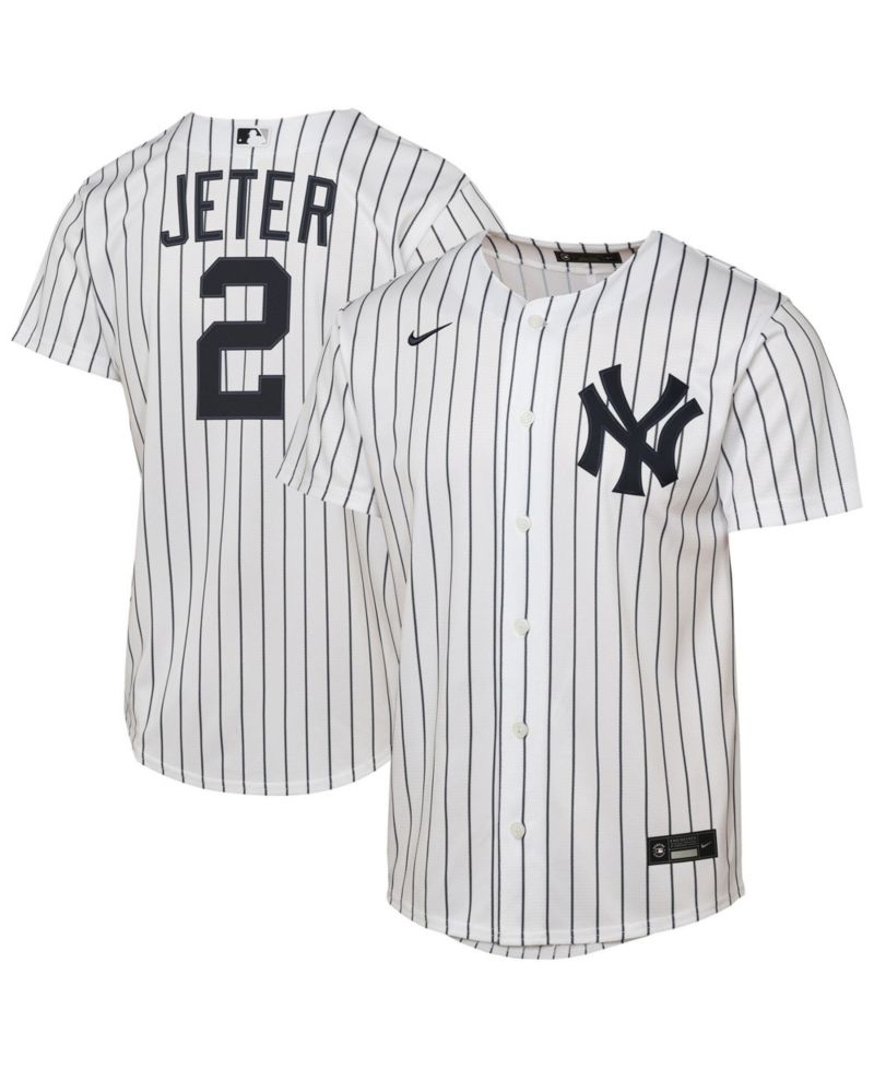 Big Boys and Girls Derek Jeter White New York Yankees Home Replica Jersey