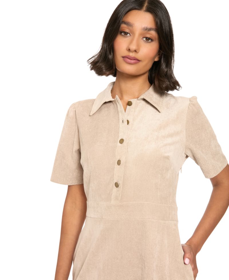Women's Short-Sleeve Collared A-Line Mini Dress