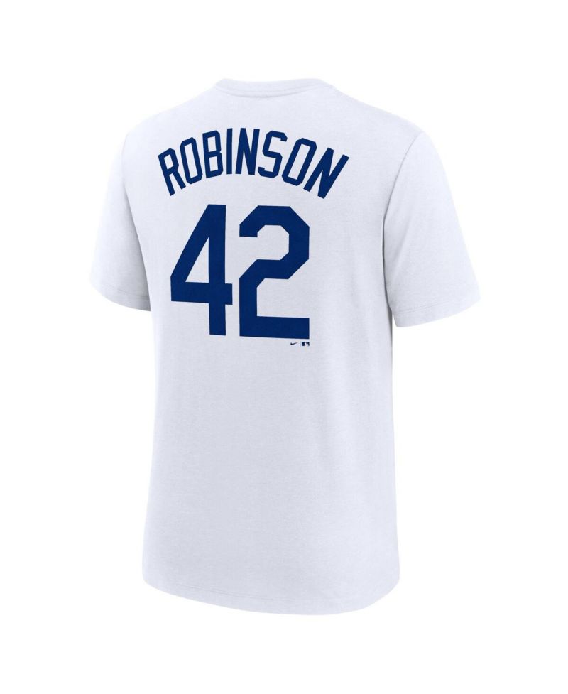 Men's Jackie Robinson White Brooklyn Dodgers Cooperstown Collection Tri-Blend Name & Number T-Shirt