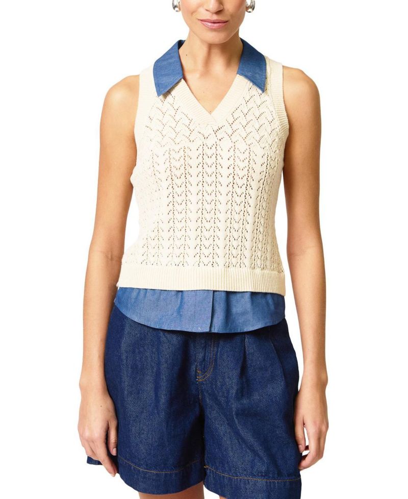 Women's Hazel Pointelle Stitch Halter Twofer