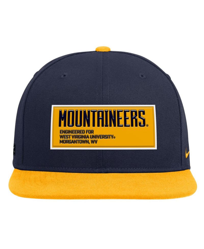 Men's Navy/Gold West Virginia Mountaineers 2025 On-Field Patch Pro Dri-FIT Snapback Hat